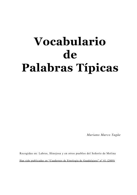 Vocabulario de Palabras Típicas - Por entregas