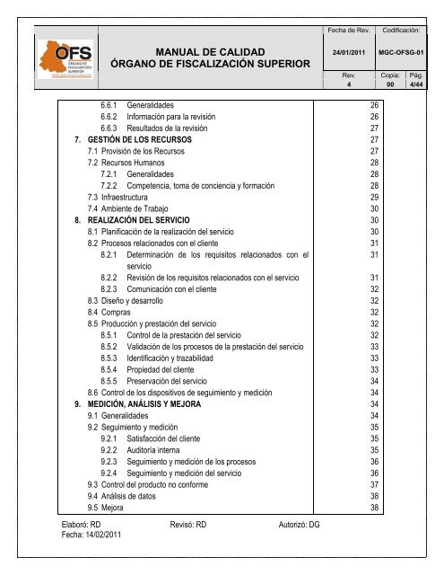 MANUAL DE CALIDAD - Órgano de Fiscalización Superior del ...