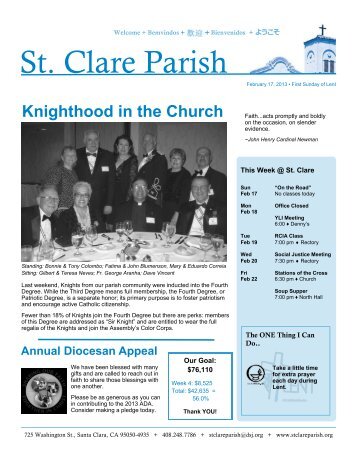 Sunday, February 17, 2013 - St. Clare Parish