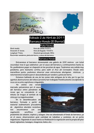 Sábado 2 de Abril de 2011 Barranco Hondo (El Berriel) Ficha Técnica