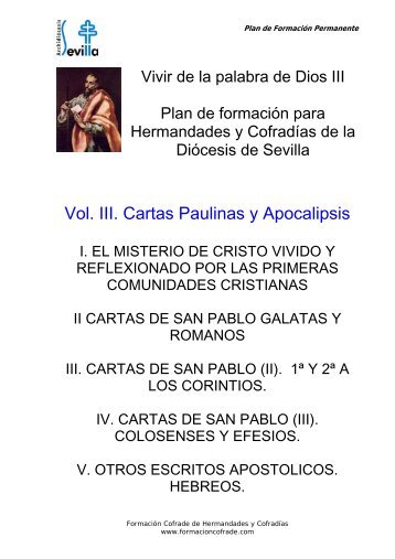 Vol. III. Cartas Paulinas y Apocalipsis - Formación Cofrade