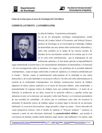 Anthony Giddens - Facultad de Ciencias Sociales - Uruguay