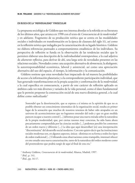 GIDDeNS y lA “INDIvIDUAlIDAD AlTAMeNTe ReFleXIvA” - SciELO