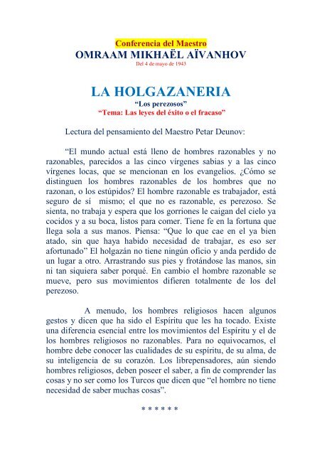 las leyes del éxito o fracaso y las bajezas humanas - OMRAAM