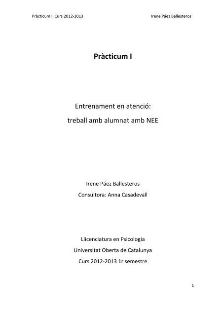Irene Paez_Pràcticum I - Universitat Oberta de Catalunya