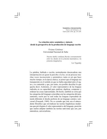 La relación entre semántica y sintaxis desde la perspectiva ... - SciELO