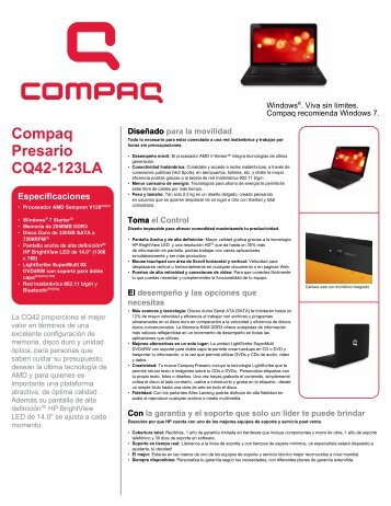 Compaq Presario Data Sheet CQ42-123LA