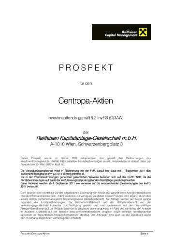 V E R K A U F S P R O S P E K T - Raiffeisen Capital Management
