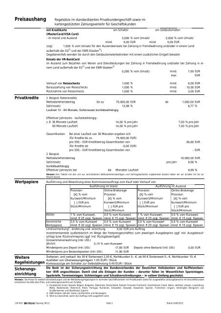 Preisaushang - 2012.docx - Raiffeisenbank eG, Heide