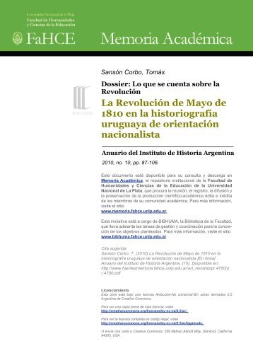 La Revolución de Mayo de 1810 en la historiografía uruguaya de ...