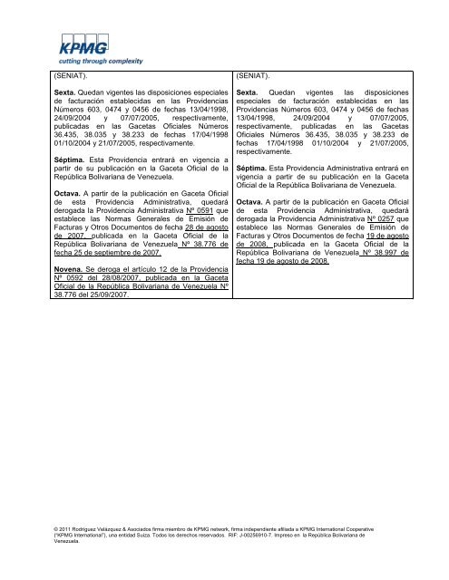 compartivo de providencias 591 y 257 sobre emisión de facturas y ...