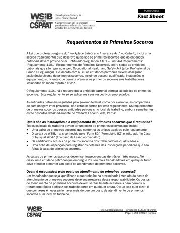 Fact Sheet Requerimentos de Primeiros Socorros - wsib