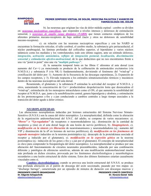 Receptor al N.M.D.A. y DOLOR Dr. Carlos Héctor Rodríguez Monti ...