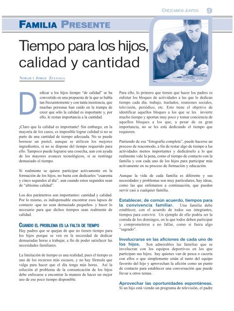 Tiempo para los hijos, calidad y cantidad - Relación con Padres de ...