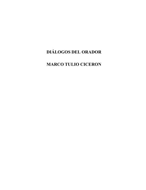 diálogos del orador - marco tulio cicerón - Historia Antigua