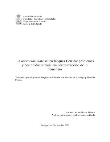 La operación materna en Jacques Derrida: problemas y ...