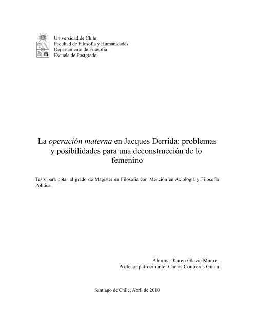 La operación materna en Jacques Derrida: problemas y ...