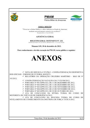 CAPA PARA ANEXOS - Polícia Militar do Amazonas