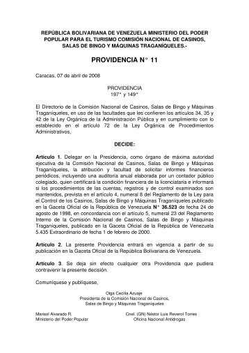 Providencia N°11 - Comisión Nacional de Casinos