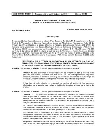 Providencia N° 075 - Banco Provincial