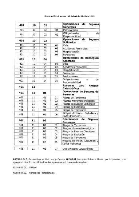 Gaceta Oficial No 40.137 del 01 de Abril de 2013