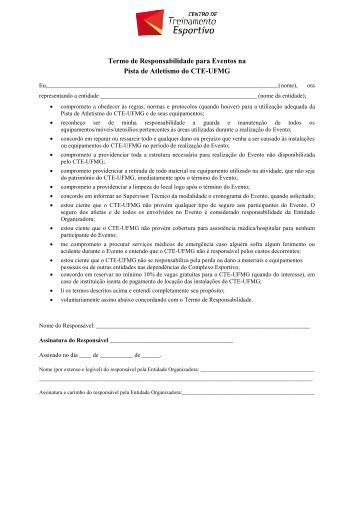 Termo de Responsabilidade para realização de EVENTO