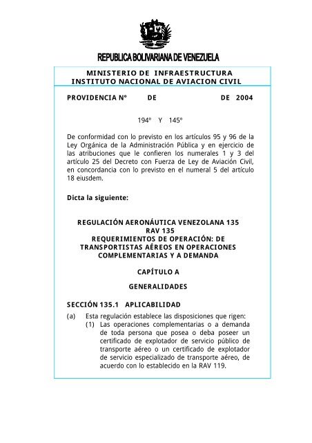 PROVIDENCIA N° DE DE 2004 - Centro de Instruccion Aeronautica ...