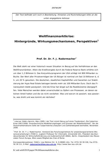 Referatsunterlagen von Prof. Radermacher zum Download