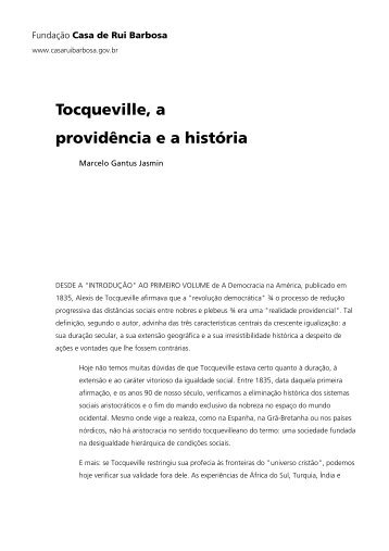 Tocqueville, a providência e a história - Fundação Casa de Rui ...