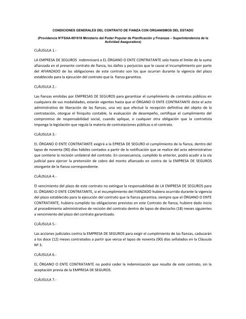 MODELO DE CONTRATO DE FIANZA PARA (EMPRESAS ... - INEA