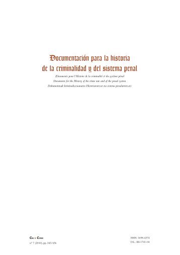 Documentación para la historia de la criminalidad y del sistema penal