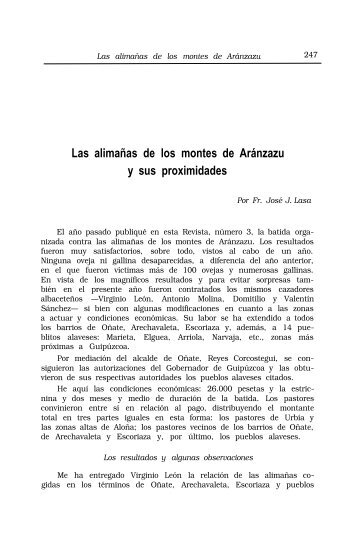 Las alimañas de los montes de Aránzazu y sus proximidades