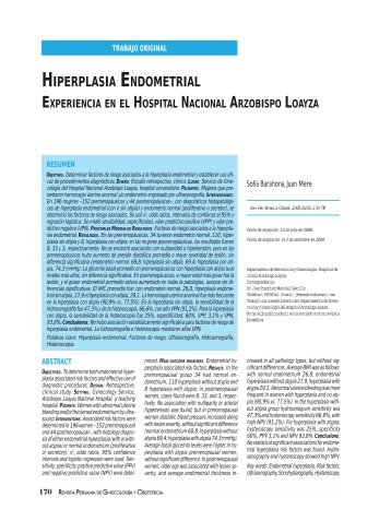 Hiperplasia endometrial: Experiencia en un Hospital Nacional