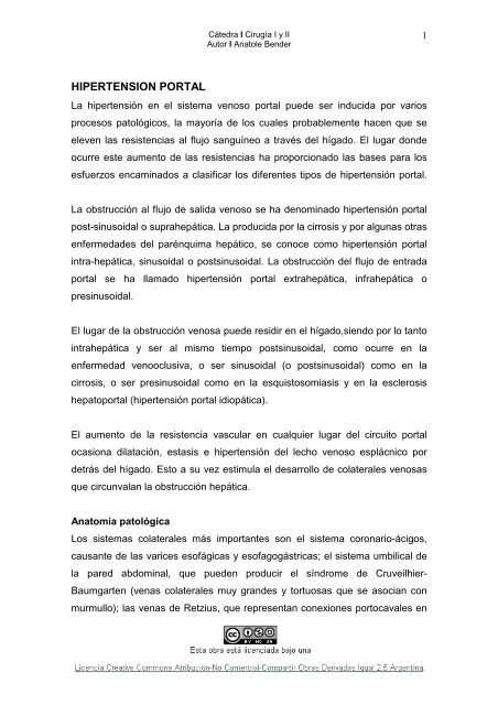 Colaterales pronóstico de hipertensión portal