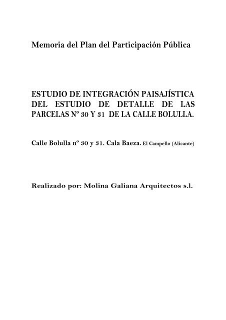 memoria plan participacion pública - Ayuntamiento de El Campello