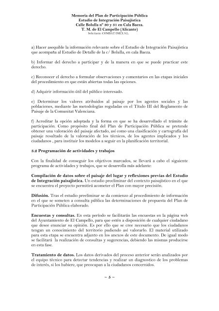 memoria plan participacion pública - Ayuntamiento de El Campello