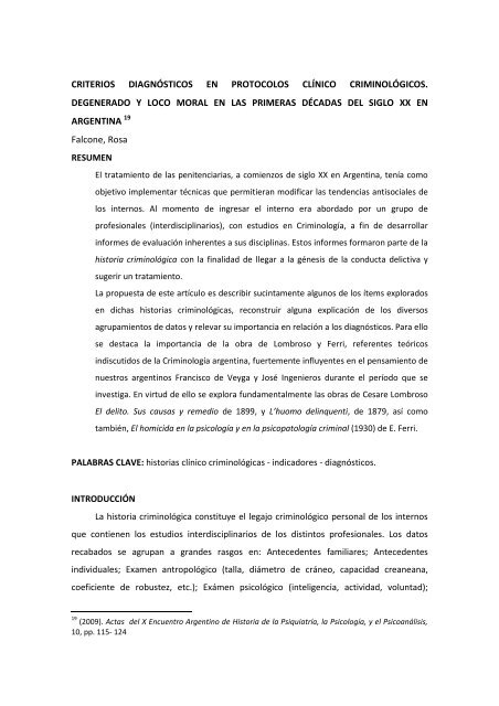 Revista de Historia de la Psicología en Argentina - Universidad de ...