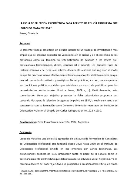 Revista de Historia de la Psicología en Argentina - Universidad de ...