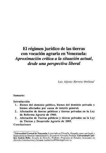 El régimen jurídico de las tierras con vocación agraria en ... - Ulpiano