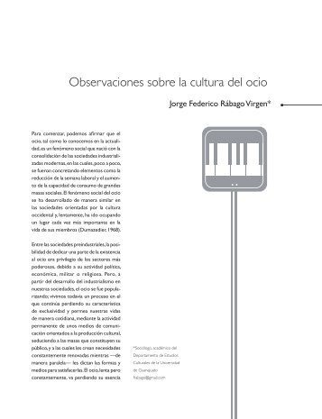 Observaciones sobre la cultura del ocio - Entretextos - Universidad ...