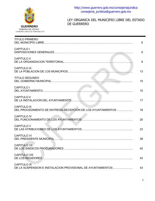 ley organica del municipio libre del estado de guerrero