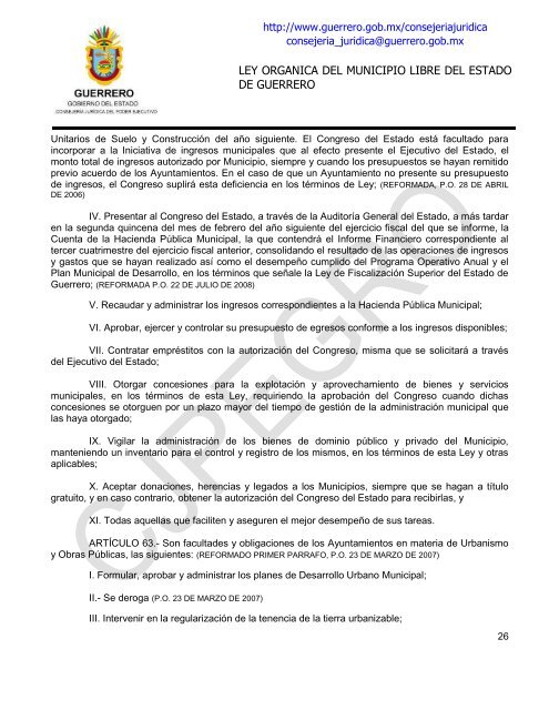 ley organica del municipio libre del estado de guerrero