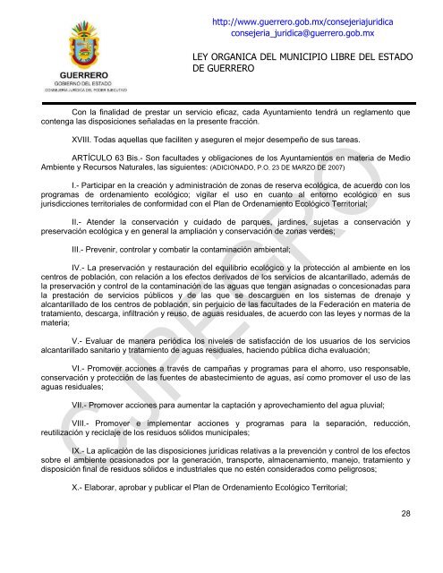 ley organica del municipio libre del estado de guerrero