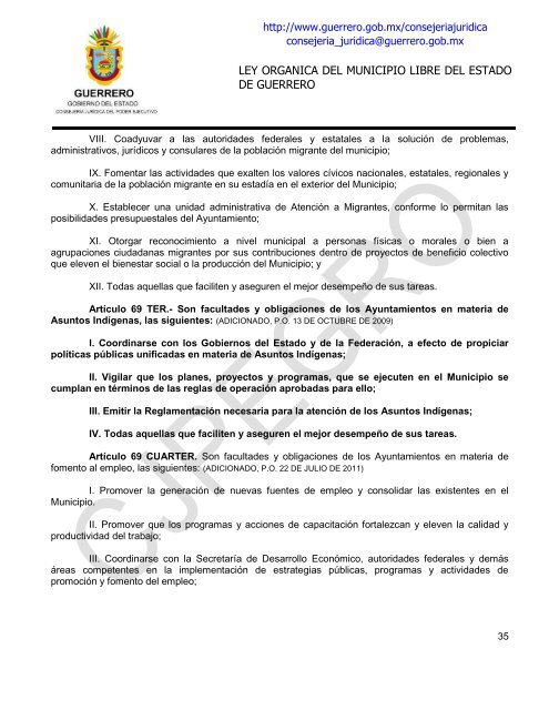 ley organica del municipio libre del estado de guerrero