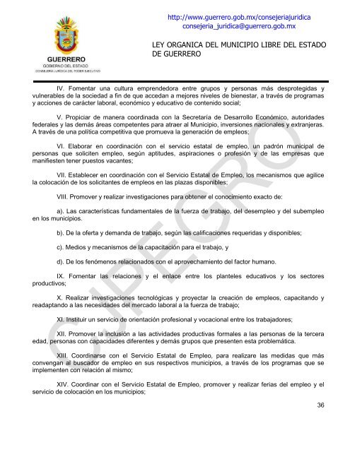 ley organica del municipio libre del estado de guerrero