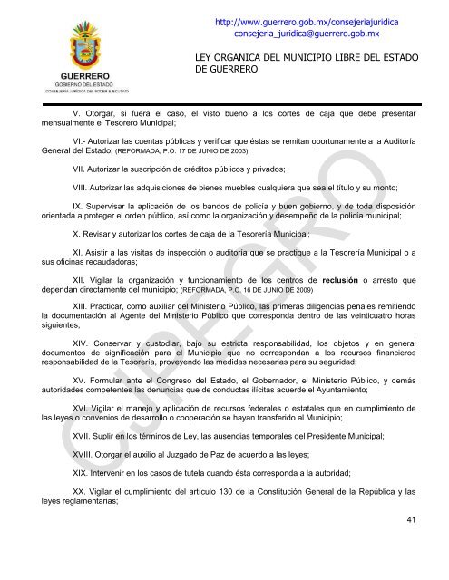 ley organica del municipio libre del estado de guerrero