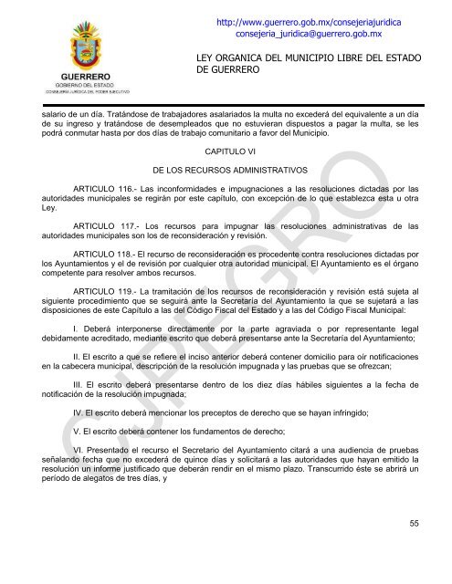 ley organica del municipio libre del estado de guerrero