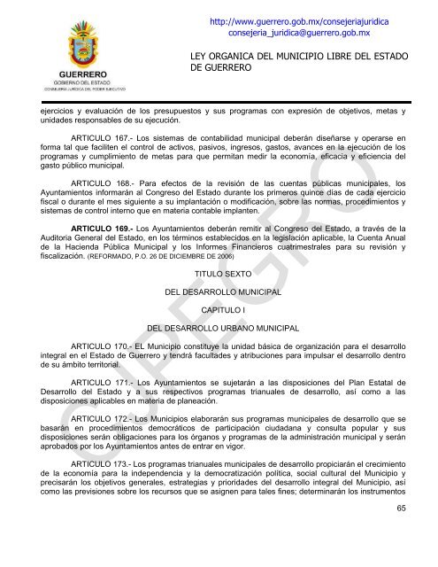 ley organica del municipio libre del estado de guerrero