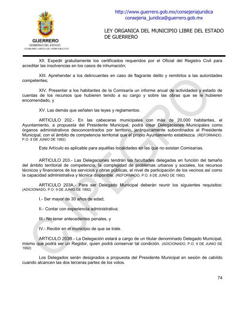 ley organica del municipio libre del estado de guerrero