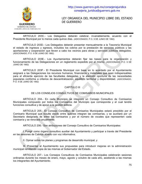 ley organica del municipio libre del estado de guerrero